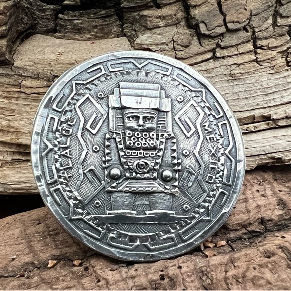 Taxco Mexico Silver Rain God Tlaloc Eagle 28 Brooch Pin Bernice I GoodSpeed - Picture 3 of 8